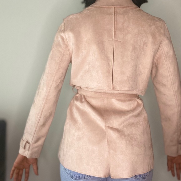 ZARA BASIC WOMEN PINK SUEDE JACKET SIZE MEDIUM - Picture 3 of 4